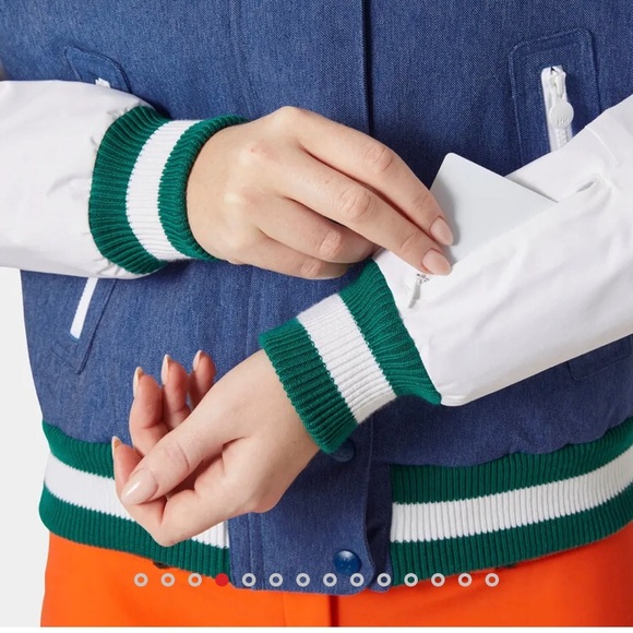 NWT Helly Hansen Apres Ski Varsity Jacket Deep Fjord Denim size medium - Picture 7 of 16